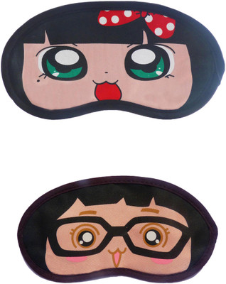 

Jenna PolkaDot-GirlSpecks Cartoon Travel Sleeping Eye Cover Blindfold (Pack of 2)(2 g)