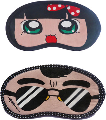 

Jenna PolkaDot-BlackSpecks Cartoon Travel Sleeping Eye Cover Blindfold (Pack of 2)(2 g)