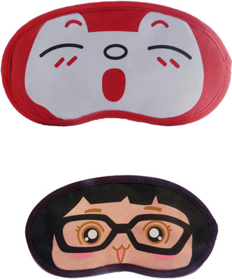 

Jenna Cartoon Super Smooth Sleep Mask, Blind Fold And Travel Accessory RedSleepy GirlSpecks (Pack of 2) Eye Shade(Multicolor)