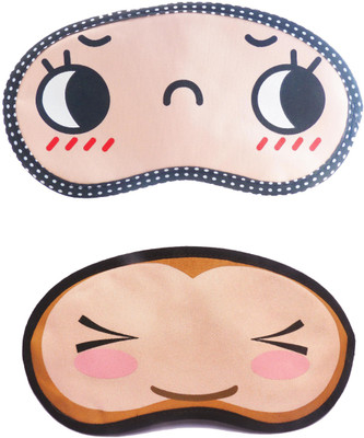 

Jenna Cartoon Super Smooth Sleep Mask, Blind Fold And Travel Accessory OpenEye WinkEye (Pack of 2) Eye Shade(Multicolor)