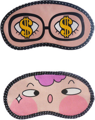 

Jenna Cartoon Super Smooth Sleep Mask, Blind Fold And Travel Accessory Dollar PinkCheek (Pack of 2) Eye Shade(Multicolor)