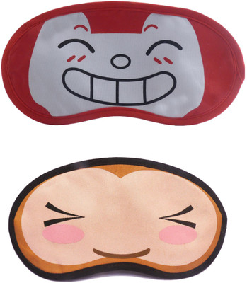 

Jenna Cartoon Super Smooth Sleep Mask, Blind Fold And Travel Accessory RedHappy WinkEye (Pack of 2) Eye Shade(Multicolor)