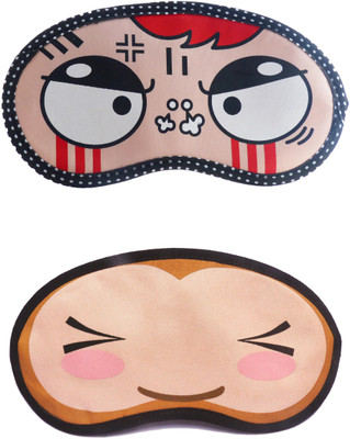 

Jenna Cartoon Super Smooth Sleep Mask, Blind Fold And Travel Accessory Angry WinkEye (Pack of 2) Eye Shade(Multicolor)