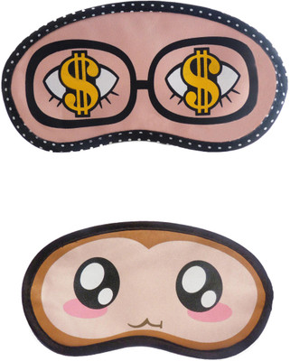 

Jenna Cartoon Super Smooth Sleep Mask, Blind Fold And Travel Accessory Dollar BigEye (Pack of 2) Eye Shade(Multicolor)
