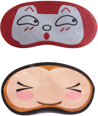 

Jenna Cartoon Super Smooth Sleep Mask, Blind Fold And Travel Accessory RedSurprise WinkEye (Pack of 2) Eye Shade(Multicolor)