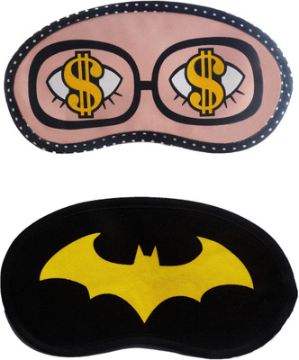 

Jenna Cartoon Super Smooth Sleep Mask, Blind Fold And Travel Accessory Dollar YellowBat (Pack of 2) Eye Shade(Multicolor)