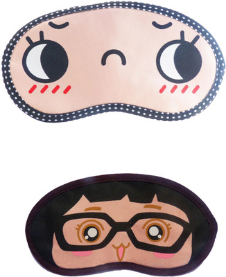 

Jenna Cartoon Super Smooth Sleep Mask, Blind Fold And Travel Accessory OpenEye GirlSpecks (Pack of 2) Eye Shade(Multicolor)