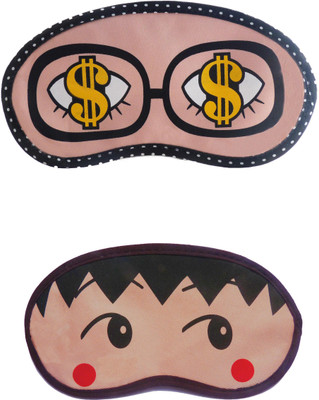 

Jenna Cartoon Super Smooth Sleep Mask, Blind Fold And Travel Accessory Dollar RedDot (Pack of 2) Eye Shade(Multicolor)