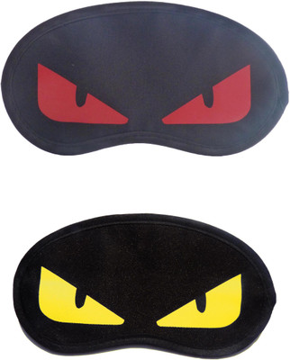 

Jenna Cartoon Super Smooth Sleep Mask, Blind Fold And Travel Accessory RedEye YellowEye (Pack of 2) Eye Shade(Multicolor)