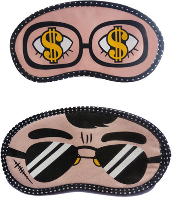 

Jenna Cartoon Super Smooth Sleep Mask, Blind Fold And Travel Accessory Dollar BlackSpecks (Pack of 2) Eye Shade(Multicolor)