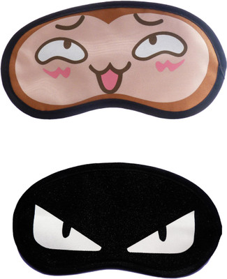 

Jenna Cartoon Super Smooth Sleep Mask, Blind Fold And Travel Accessory Happy WhiteEye (Pack of 2) Eye Shade(Multicolor)