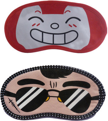 

Jenna RedHappy-BlackSpecks Cartoon Travel Sleeping Eye Cover Blindfold (Pack of 2)(2 g)