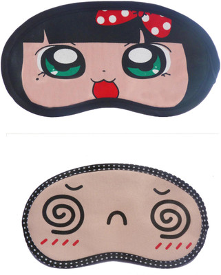 

Jenna PolkaDot-Spiral Cartoon Travel Sleeping Eye Cover Blindfold (Pack of 2)(2 g)