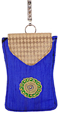 

Bagaholics Ethnic Raw Silk Saree Clutch Sling Bag Mobile Pouch Waist Clip Ladies Purse Gift For Women Mobile Pouch(Blue)