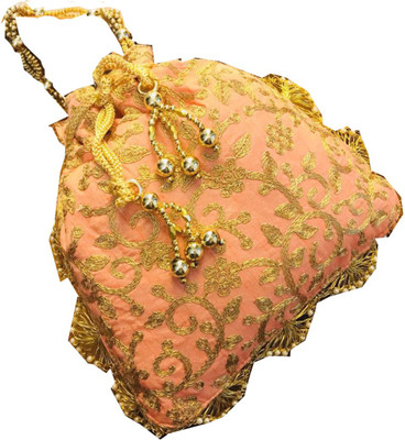 

Craftbazaar Embroided Designer Potlis with Dori Potli(Beige)