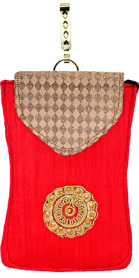

Bagaholics Ethnic Raw Silk Saree Clutch Sling Bag Mobile Pouch Waist Clip Ladies Purse Gift For Women Mobile Pouch(Red)