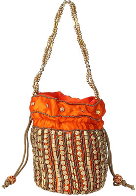 

SUVASANA Jaipur Women Handmade Festive Multicolor Wedding Gift Potli Potli(Orange)