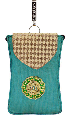 

Bagaholics Ethnic Raw Silk Saree Clutch Sling Bag Mobile Pouch Waist Clip Ladies Purse Gift For Women Mobile Pouch(Green)