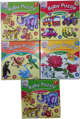 

kidoz kingdom RATNA'S BABY PUZZLE 4 PICTURES IN 1 ( 5 PUZZLE BOX IN 1)(18 Pieces)