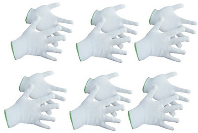 

amiciKart Lint Free Nylon Gloves, Clean Room gloves, Free Size, White Color (6 Pair Gloves) Nylon Safety Gloves(12)
