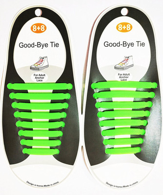 

Bolt No Tie Elastic Silicone Shoelaces GREEN Shoe Lace(Green Set of 8)