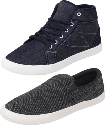 

Aero 02 Pair Combo Canvas Sneakers For Men(Black, Black::dblue
