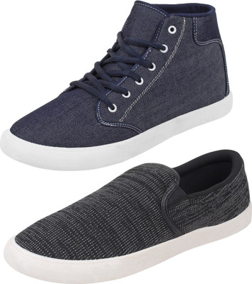 

Aero 02 Pair Combo Canvas Sneakers For Men(Blue, Black