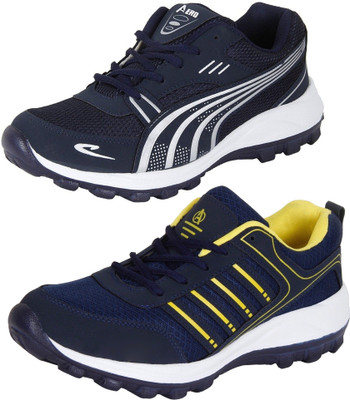 

Aero 02 Pair Combo Walking Shoes For Men(Multicolor, Blue::yellow::blue::silver
