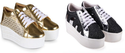 

BELLA TOES combo of 2 casual shoe Casuals For Women(Multicolor, Golden