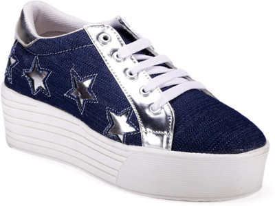 

Bella Toes Designer Shoes for Women - Casual Shoes - Blue Fabric Sneakers for girls and Women Sneakers For Women(Blue