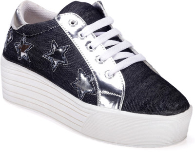

Bella Toes Designer Shoes for Women - Casual Shoes - Black Fabric Sneakers for girls and Women Sneakers For Women(Black