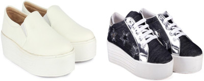 

BELLA TOES Combo of 2 casual shoe Sneakers For Women(White