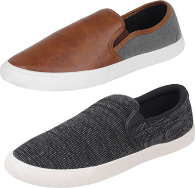 

Aero 02 Pair Combo Canvas Sneakers For Men(Black, Brown, Grey