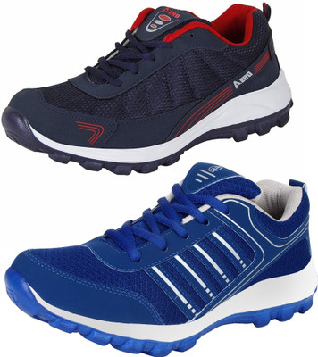 

Aero 02 Pair Combo Running Shoes For Men(Multicolor, Blue::silver::blue::red