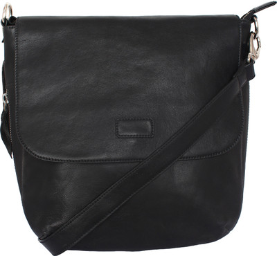 

Hippo Women Black Genuine Leather Sling Bag