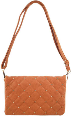 

Mochi Women Casual Tan Rexine Sling Bag