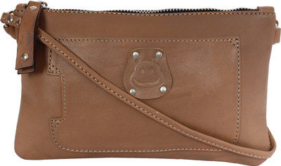 

Hippo Women Beige Genuine Leather Sling Bag