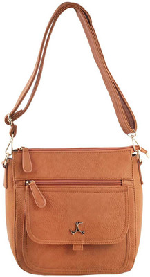 

Mochi Women Casual Tan Rexine Sling Bag