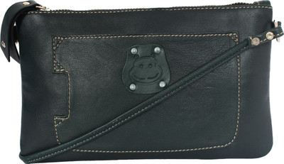 

Hippo Women Green Genuine Leather Sling Bag