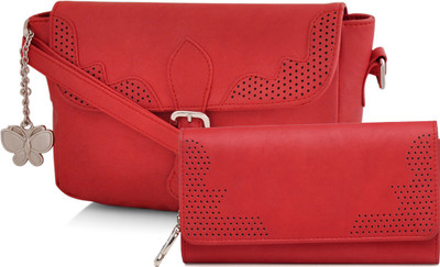 

Butterflies Women Casual Red PU Sling Bag