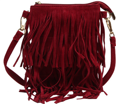 

Hawai Girls Casual Maroon PU Sling Bag