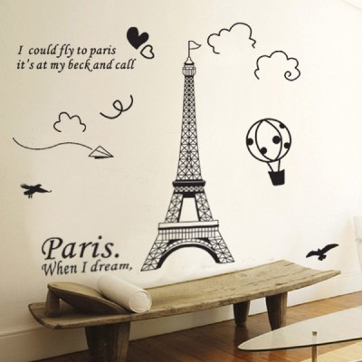 STICKER STUDIO 58 cm Wall Sticker (Effil tower,Surface Covering Area -58 x 68 cm ) Removable Sticker(Pack of 1)