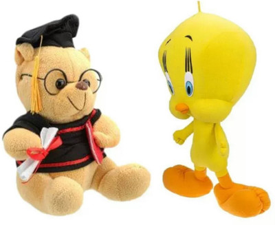 

soniya Enterprises musical scholar teddy bear-30cm and tweety - 40 cm(Brown, Yellow)
