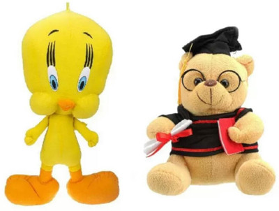 

soniya Enterprises musical scholar teddy bear-35cm and tweety - 45 cm(Brown, Yellow)