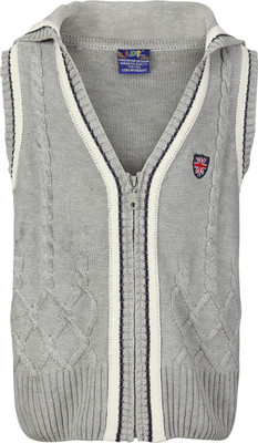 

Lilliput Self Design V-neck Casual Boys Multicolor Sweater, Grey
