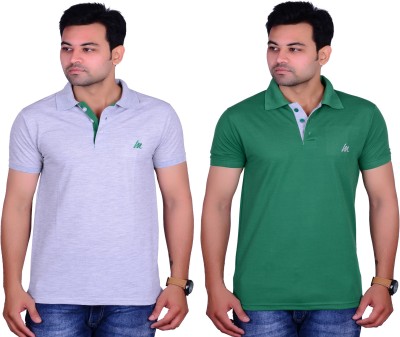 La Milano Colorblock Men Polo Neck Silver, Green T-Shirt