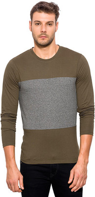 CAMPUS SUTRA Colorblock Men Round Neck Green T-Shirt