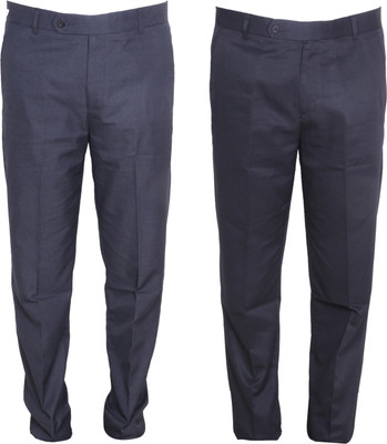 IndiWeaves Slim Fit Men Blue Trousers