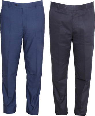 IndiWeaves Slim Fit Men Blue Trousers