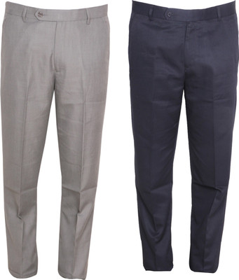 IndiWeaves Slim Fit Men Blue, Grey Trousers